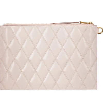 Shop Givenchy Quilted Leather Zip Pouch - Pink In Pale Pink