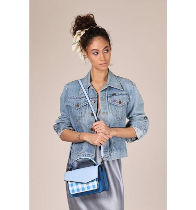 Shop Botkier Cobble Hill Leather Crossbody Bag - Blue In Blue Gingham
