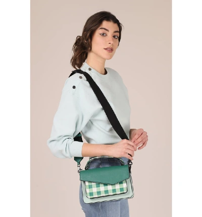 Shop Botkier Cobble Hill Leather Crossbody Bag - Green In Ivy Gingham