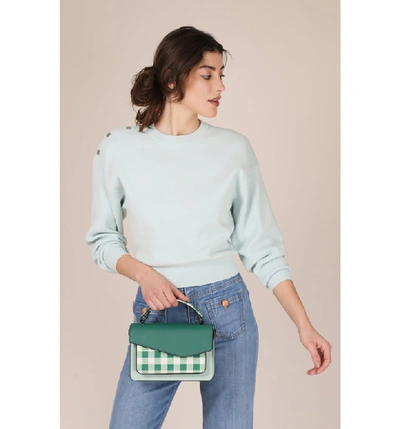 Shop Botkier Cobble Hill Leather Crossbody Bag - Green In Ivy Gingham