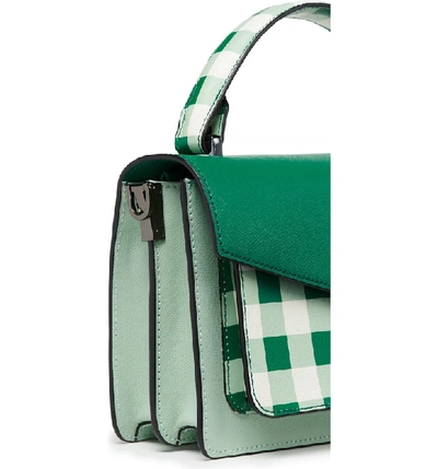 Shop Botkier Cobble Hill Leather Crossbody Bag - Green In Ivy Gingham