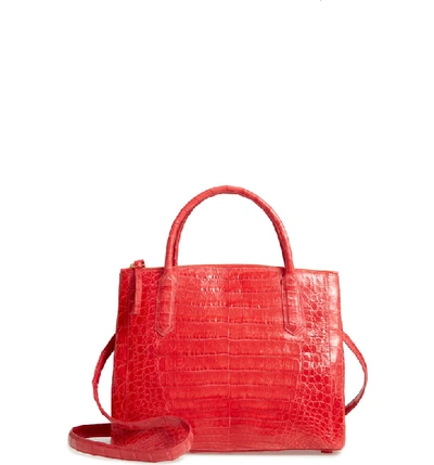 Shop Nancy Gonzalez Medium Double Zip Genuine Crocodile Tote In Red Shiny