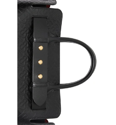 Shop Burberry Small Belt Monogram Triple Stud Leather Satchel In Black