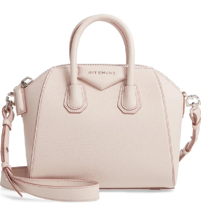Shop Givenchy 'mini Antigona' Sugar Leather Satchel - Pink In Pale Pink