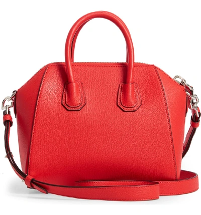 Shop Givenchy 'mini Antigona' Sugar Leather Satchel - Red In Pop Red