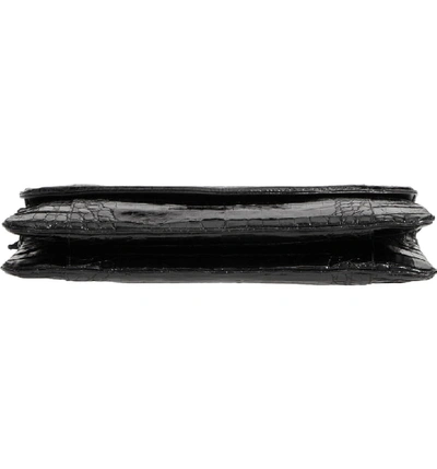 Shop Nancy Gonzalez Small Genuine Crocodile Flap Clutch - Black In Black Shiny