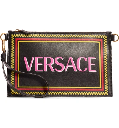 Shop Versace 905 Vintage Logo Zip Pouch - Black In Nero Multi