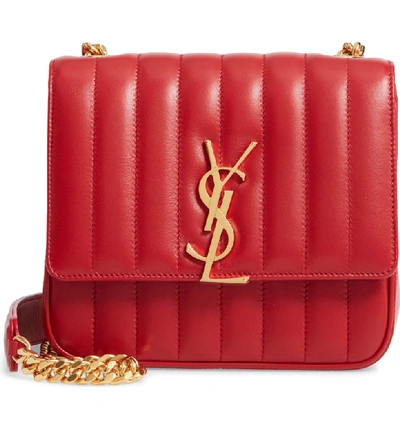 Shop Saint Laurent Medium Vicky Leather Crossbody Bag - Burgundy In Rouge Eros