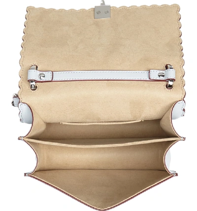 Shop Fendi Mini Kan I Scalloped Leather Shoulder Bag - Blue In Grigio Perla/ Palladio