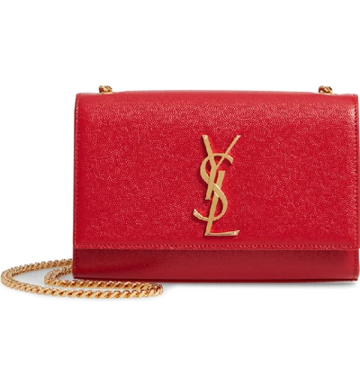 Shop Saint Laurent Small Kate Chain Crossbody Bag In Bandana Red