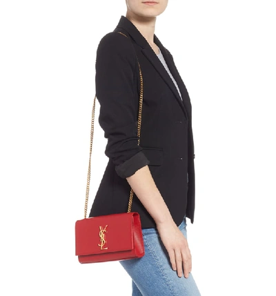 Shop Saint Laurent Small Kate Chain Crossbody Bag In Bandana Red
