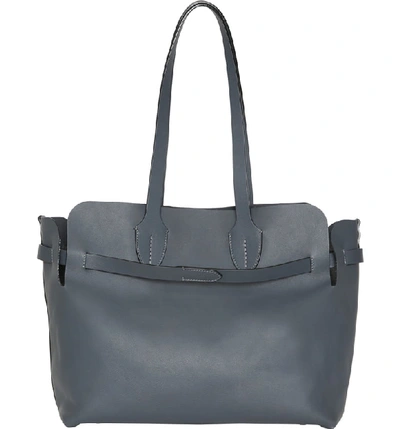 Shop Burberry Medium Belt Bag Leather Tote In Dark Pewter Grey