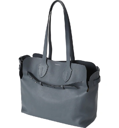 Shop Burberry Medium Belt Bag Leather Tote In Dark Pewter Grey
