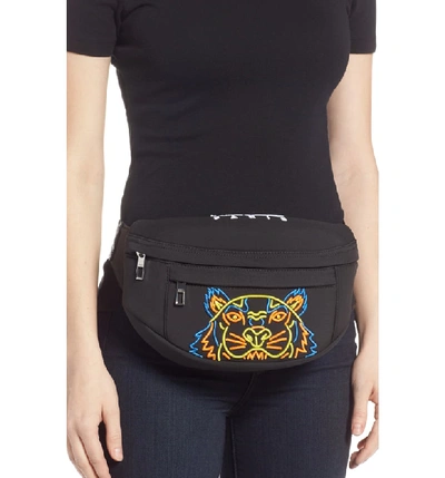 Shop Kenzo Icon Embroidered Belt Bag - Black In 99 Black