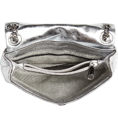Shop Rebecca Minkoff Edie Metallic Leather Shoulder Bag In Silver