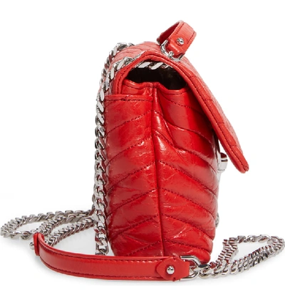 Shop Rebecca Minkoff Edie Metallic Leather Shoulder Bag In Tomato