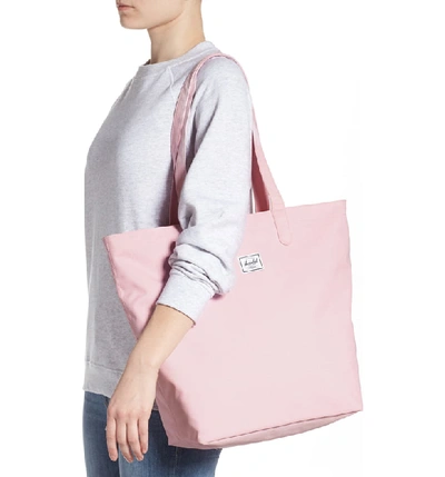 Shop Herschel Supply Co Mica Canvas Tote In Pink Lady Crosshatch