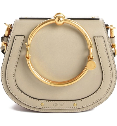Shop Chloé Small Nile Bracelet Leather Crossbody Bag In Motty Grey
