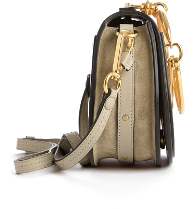 Shop Chloé Small Nile Bracelet Leather Crossbody Bag In Motty Grey