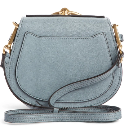 Shop Chloé Small Nile Bracelet Leather Crossbody Bag In Cloudy Blue