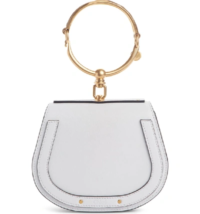 Shop Chloé Small Nile Bracelet Leather Crossbody Bag In Light Cloud