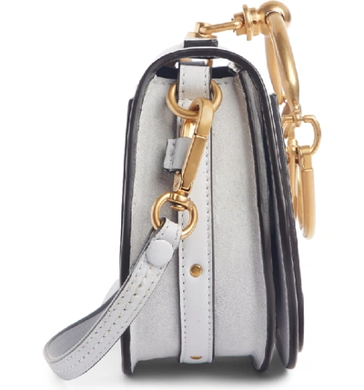 Shop Chloé Small Nile Bracelet Leather Crossbody Bag In Light Cloud