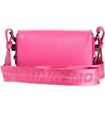 Shop Off-white Diagonal Stripe Mini Flap Bag - Pink In Fucshia White