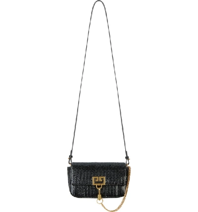 Shop Givenchy Mini Pocket Woven Leather Crossbody Bag In Black