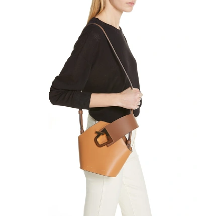 Shop Danse Lente Mini Johnny Leather Bucket Bag - Brown In Light Brown