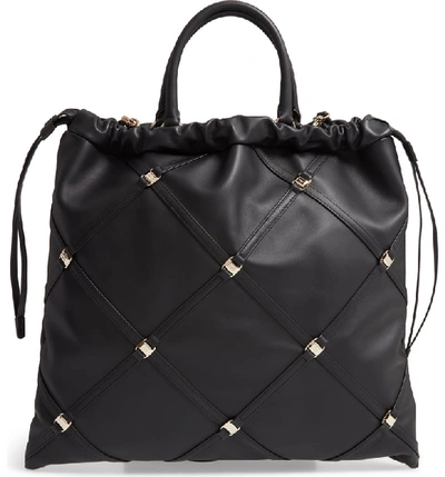 Shop Ferragamo Vara Caged Calfskin Leather Tote In Black