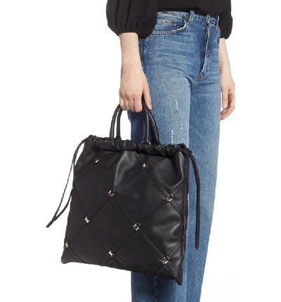 Shop Ferragamo Vara Caged Calfskin Leather Tote In Black