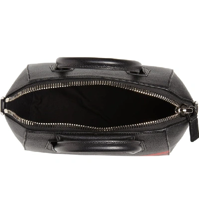 Shop Givenchy Small Antigona Striped Leather Satchel In Black / Red