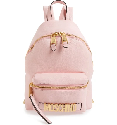 Shop Moschino Logo Leather Backpack In Pink