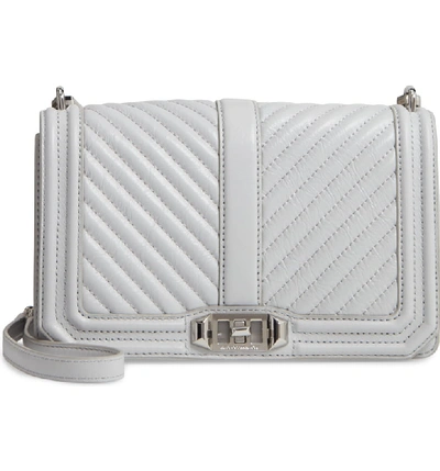Shop Rebecca Minkoff 'chevron Quilted Love' Crossbody Bag In Ice Grey