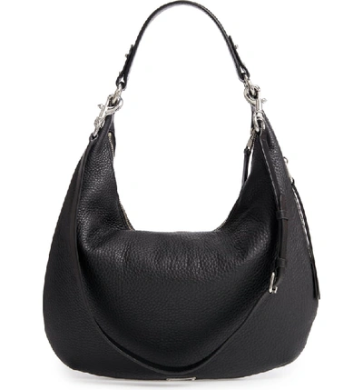 Shop Rebecca Minkoff Michelle Leather Hobo In Jet Black