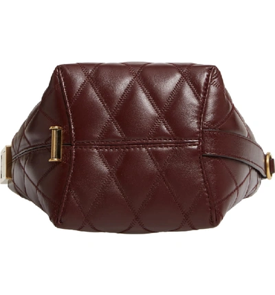 Shop Givenchy Mini Gv Quilted Lambskin Leather Bucket Bag - Burgundy In Aubergine