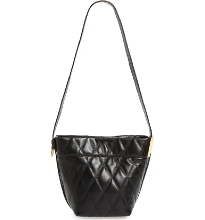Shop Givenchy Mini Gv Quilted Lambskin Leather Bucket Bag In Black