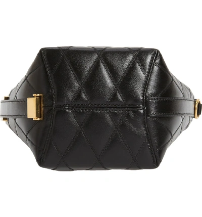 Shop Givenchy Mini Gv Quilted Lambskin Leather Bucket Bag In Black