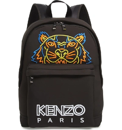 Shop Kenzo Embroidered Tiger Backpack - Black In 99 Black