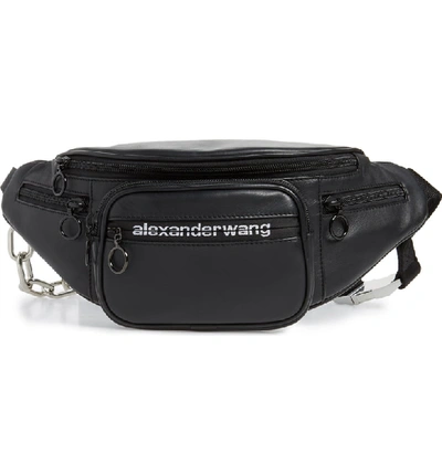 Shop Alexander Wang Attica Logo Leather Belt Bag - Black