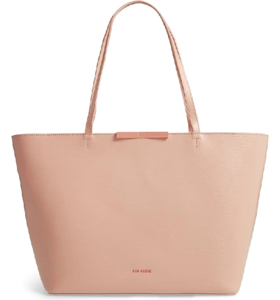 Shop Ted Baker Joycee Bow Detail Leather Shopper In Taupe