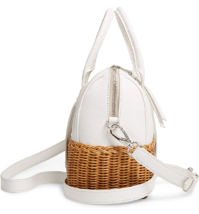 Shop Miu Miu Midollino Leather & Rattan Satchel - White In Bianco/ Miele