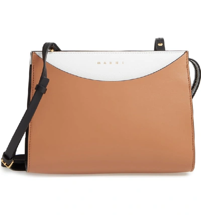 Shop Marni Law Colorblock Leather Clutch - Brown In Pompeii/ Limestone/ Black