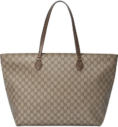 Shop Gucci Medium Ophidia Soft Gg Supreme Canvas Tote In Beige Ebony/ New Acero