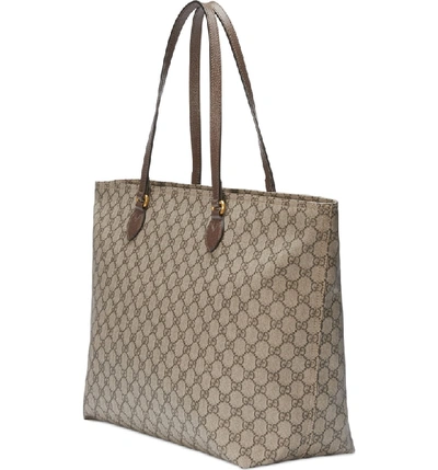 Shop Gucci Medium Ophidia Soft Gg Supreme Canvas Tote In Beige Ebony/ New Acero