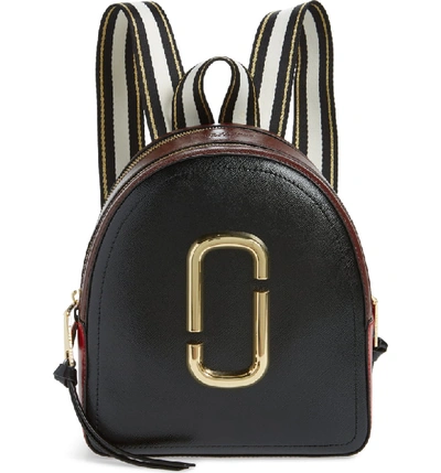 Shop Marc Jacobs Pack Shot Leather Backpack - Black In Black/ Red