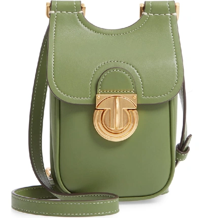 James Leather Phone Crossbody Bag Green In Spinach