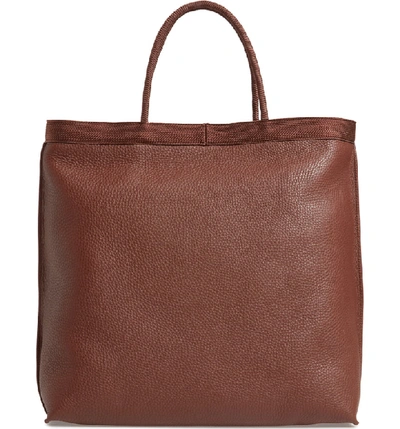 Shop Saint Laurent Patti Calfskin Leather Tote In Brandy Old