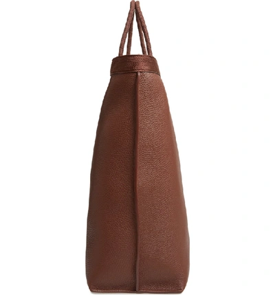 Shop Saint Laurent Patti Calfskin Leather Tote In Brandy Old