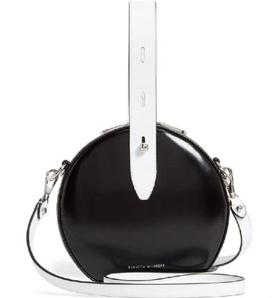 Shop Rebecca Minkoff Kate Colorblock Leather Circle Bag - Black In Black/ White